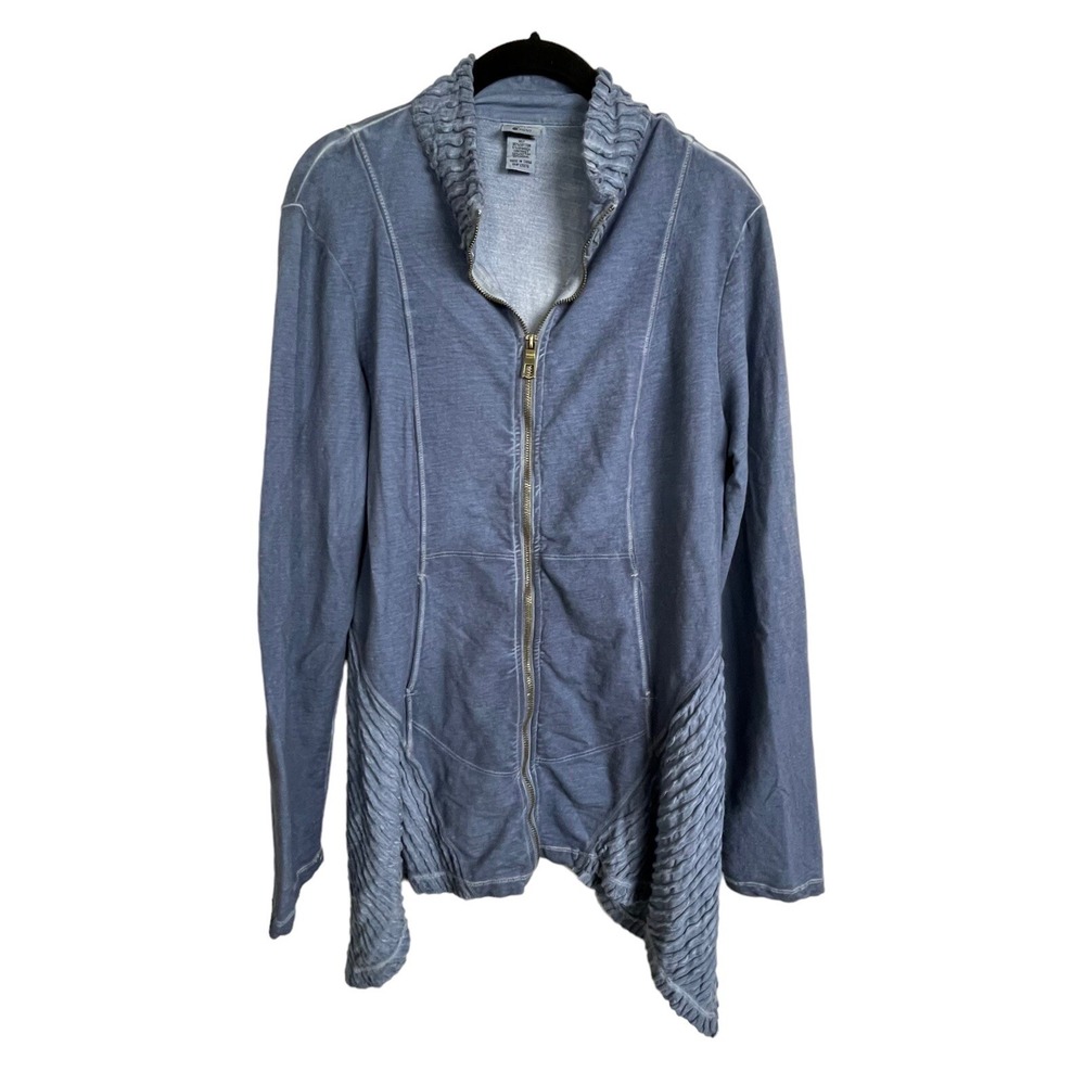 Mind Set XCVI Blue Full Zip Light Weight Asymmetrical Size M Jacket Pockets